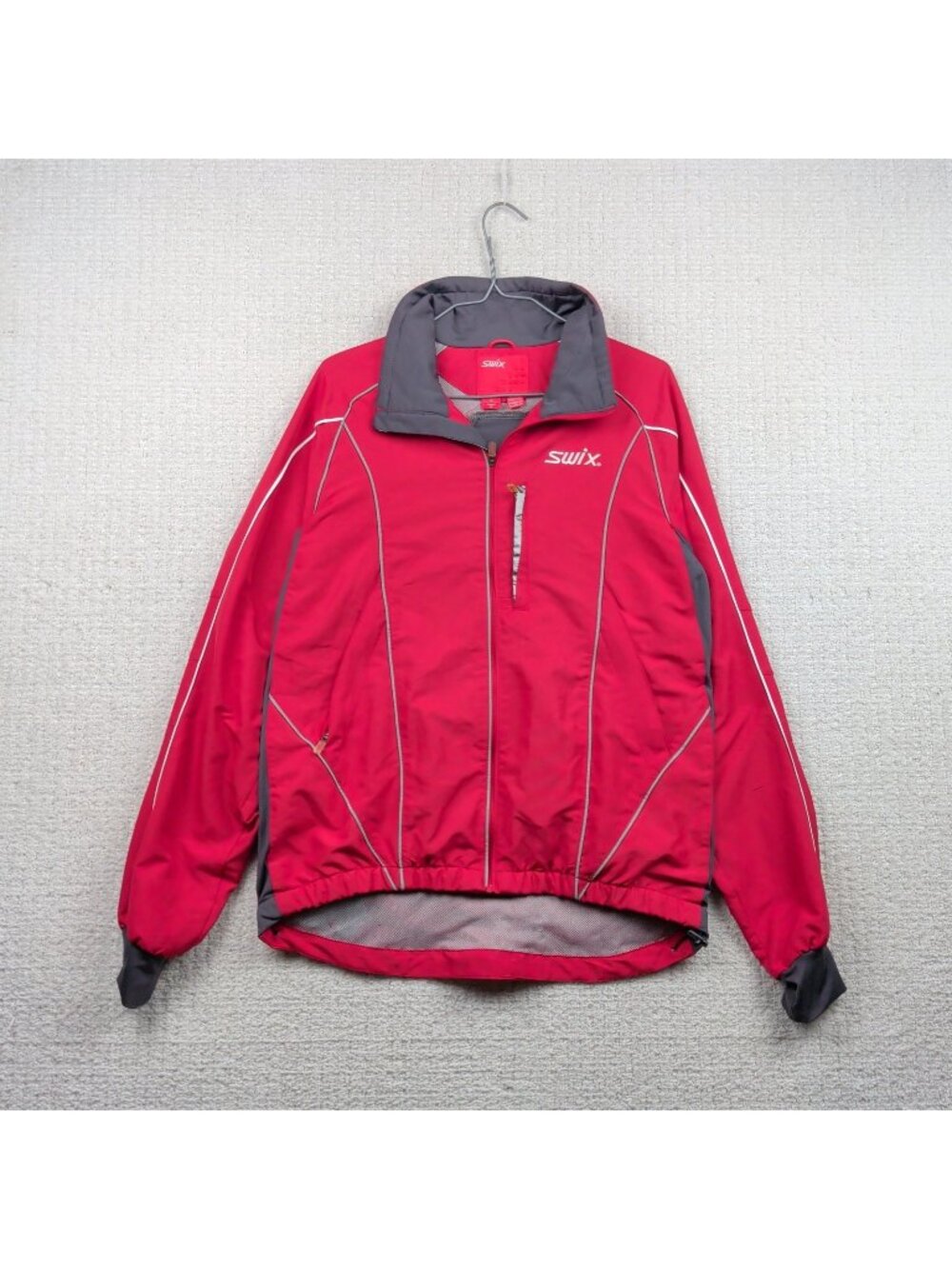 Swix Full Zip Windbreaker Cycling / XC Ski Jacket Red Men Sz M Outdoor Gorp
